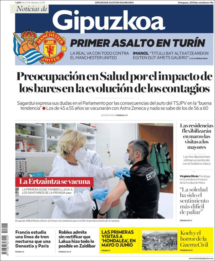 Portada de Noticias de Gipuzkoa (España)