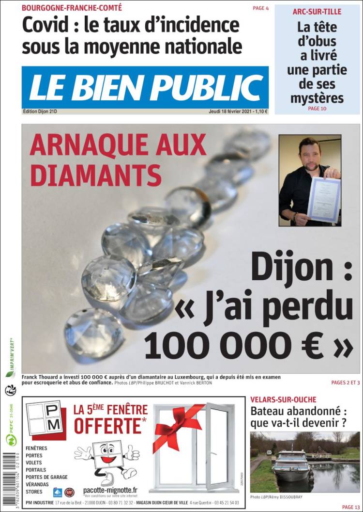 Portada de Le Bien Public (Francia)