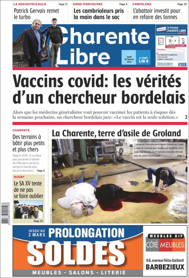 Portada de Charente Libre (Francia)