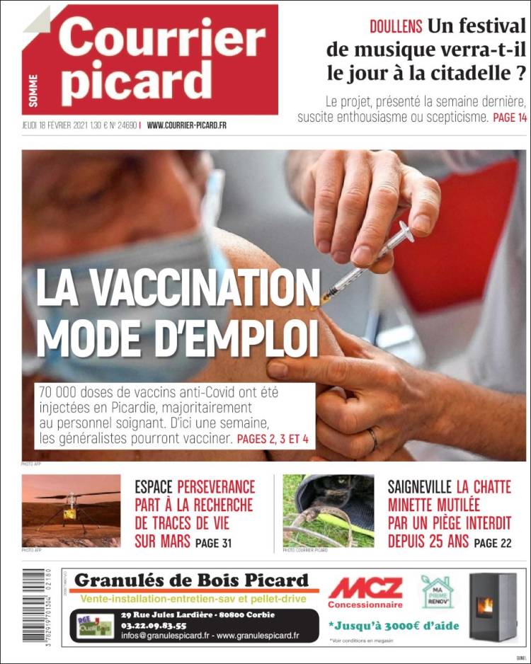 Portada de Courrier Picard (Francia)