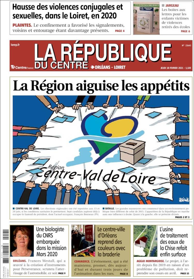 Portada de La République du Centre (Francia)