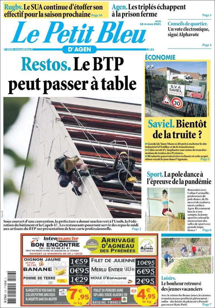 Portada de Le Petit Bleu (Francia)