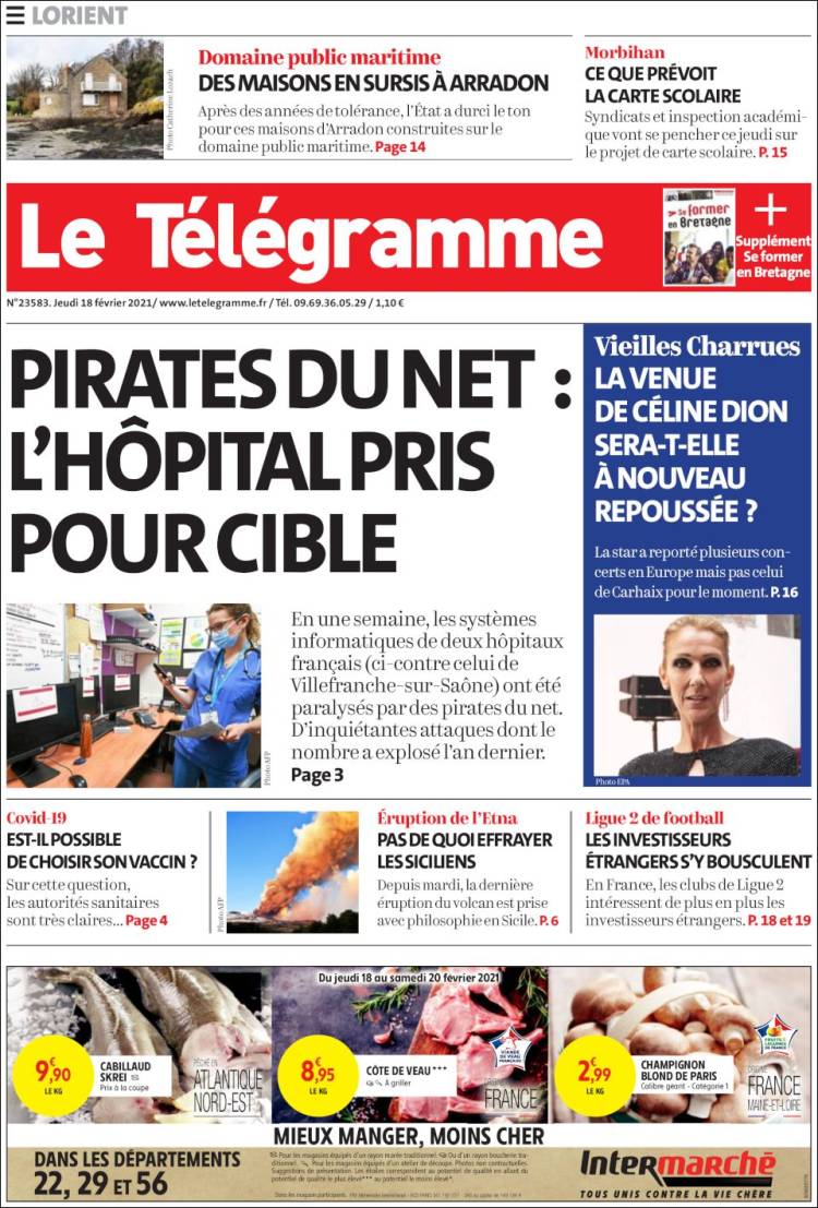 Portada de Télégramme (Francia)