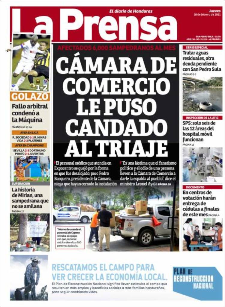 Portada de La Prensa (Honduras)