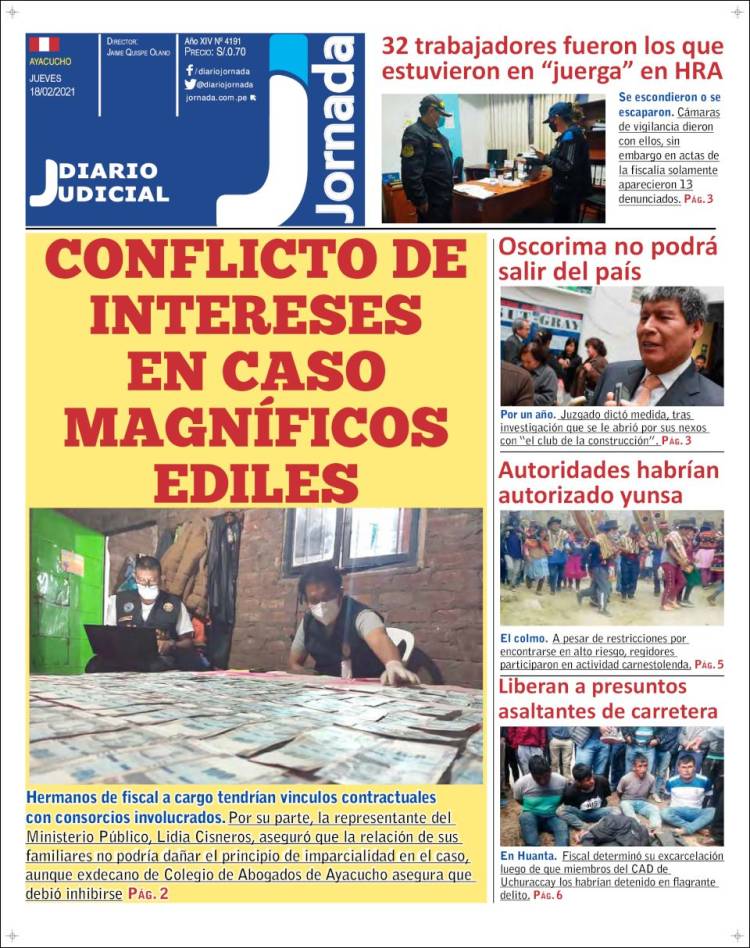 Portada de Diario Jornada (Perú)