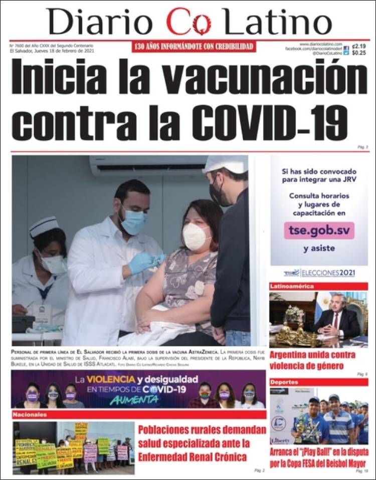 Portada de Diario Co Latino (El Salvador)