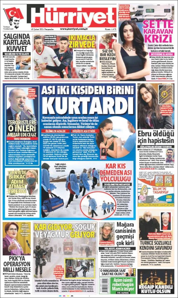 Portada de Hürriyet (Turqu&iacute;a)