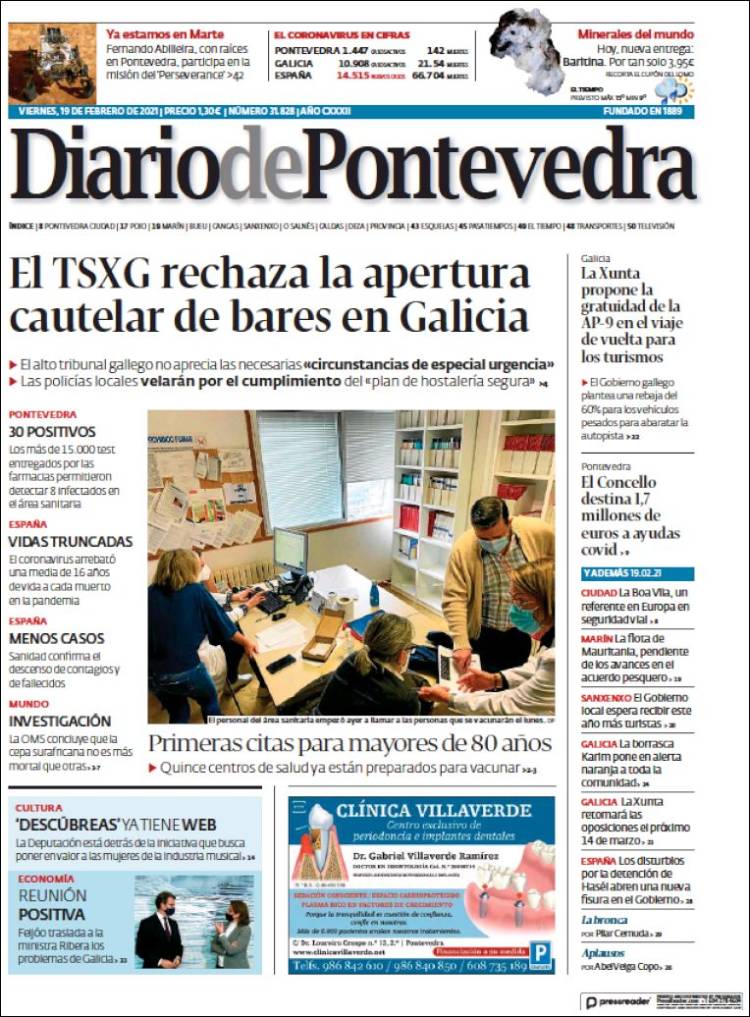 Portada de Diario de Pontevedra (España)