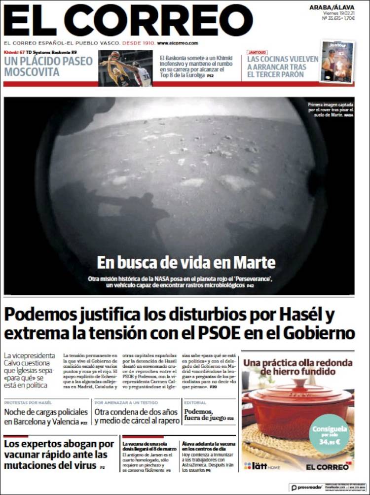 Portada de El Correo - Álava (España)