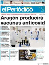 Portada de El Periódico de Aragón (España)