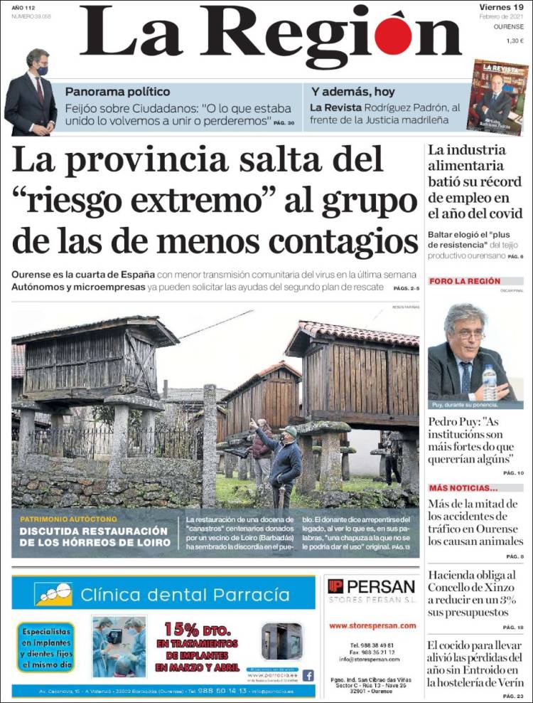 Portada de La Región de Ourense (España)