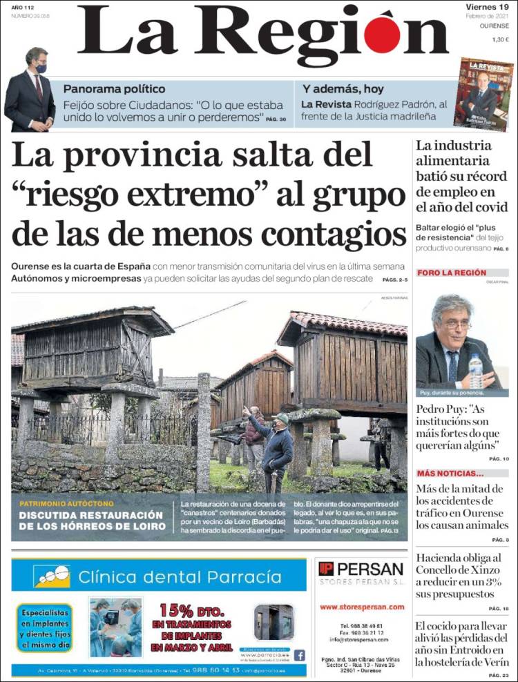 Portada de La Región de Ourense (España)