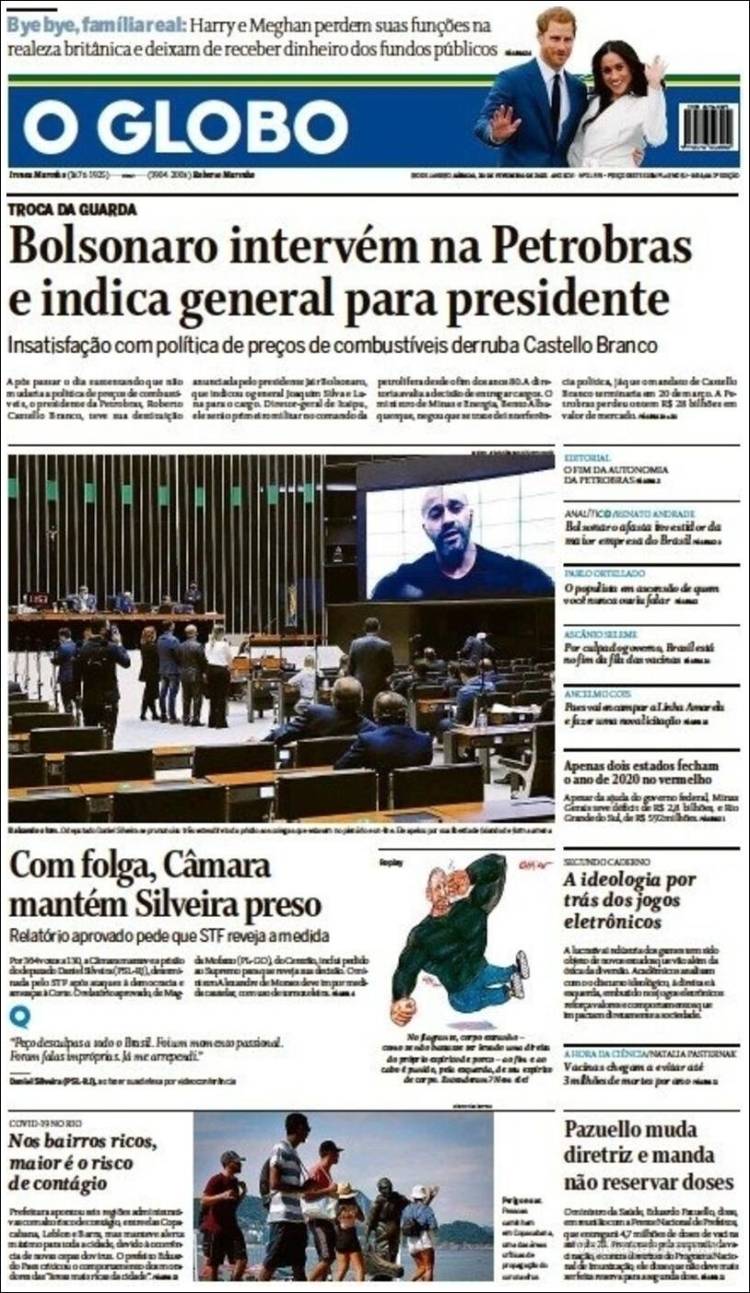 Portada de O Globo (Br&eacute;sil)