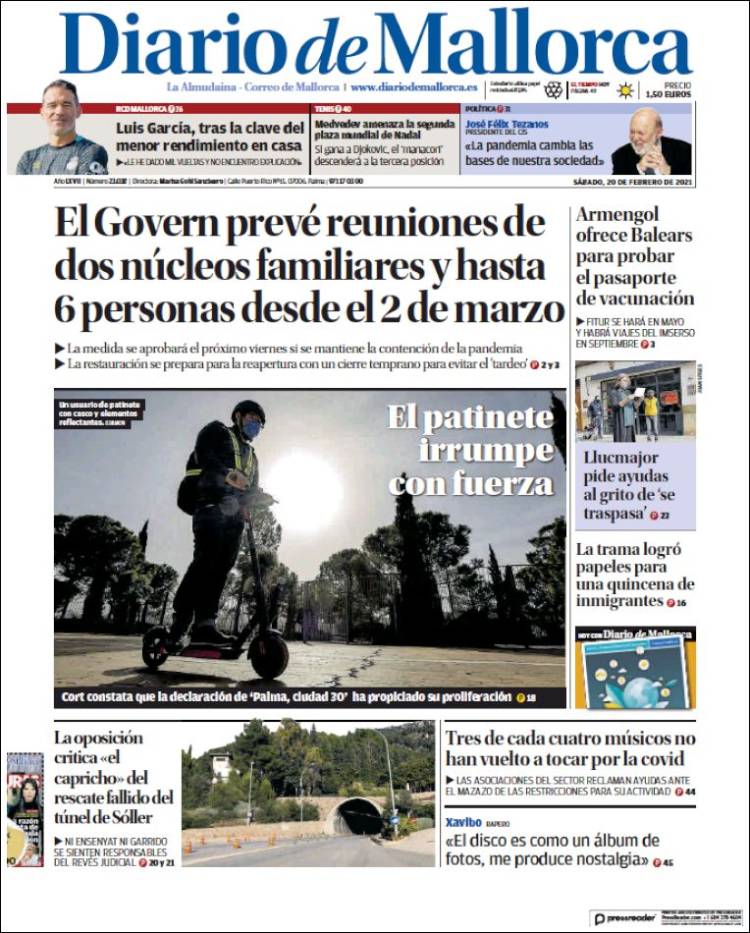 Portada de Diario de Mallorca (España)