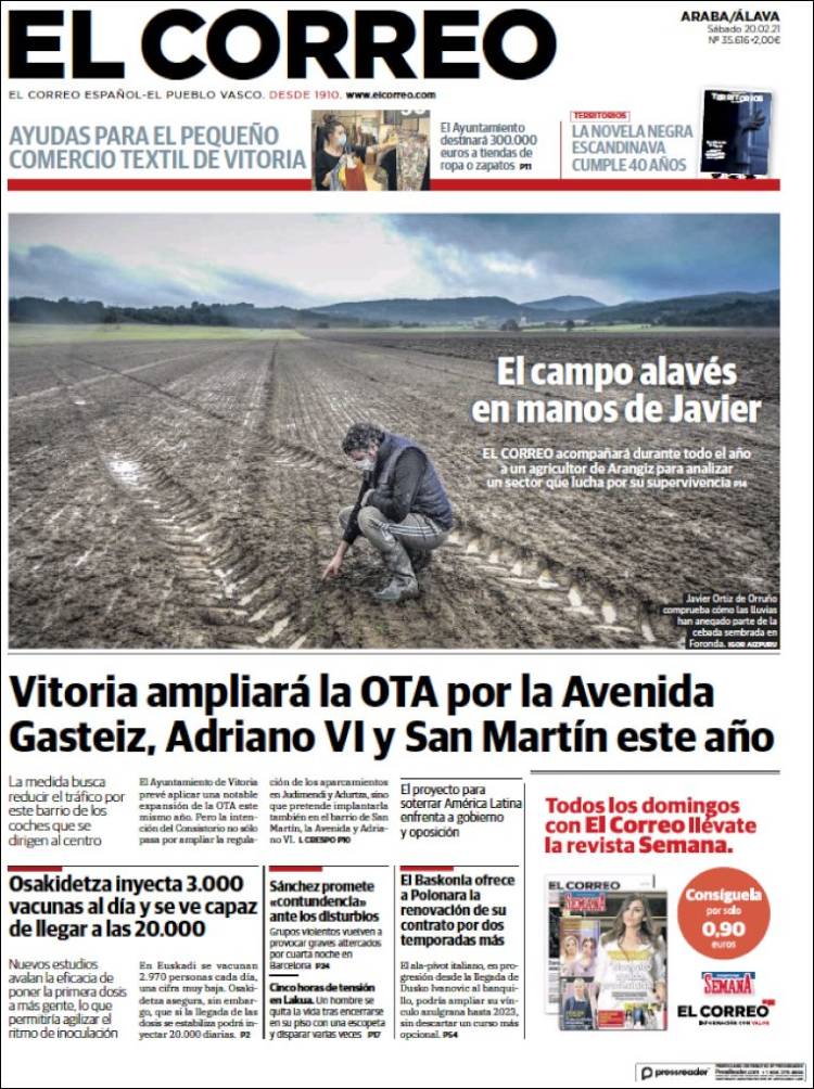 Portada de El Correo - Álava (España)