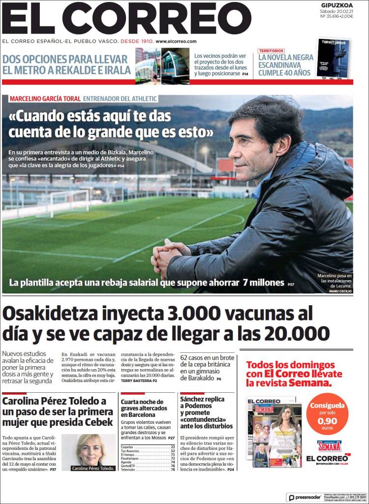 Portada de El Correo - Guipuzcoa (España)