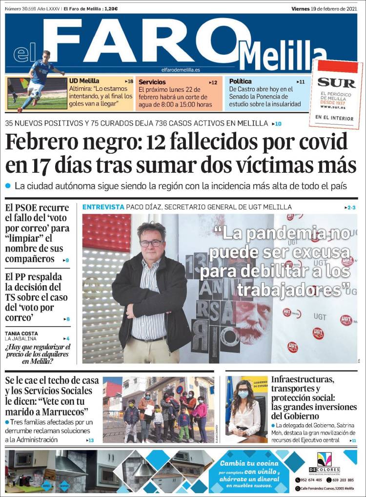 Portada de El Faro de Melilla (España)