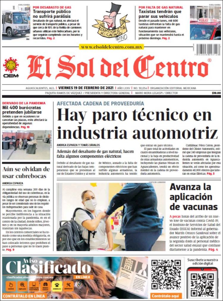 Portada de El Sol del Centro (Mexico)