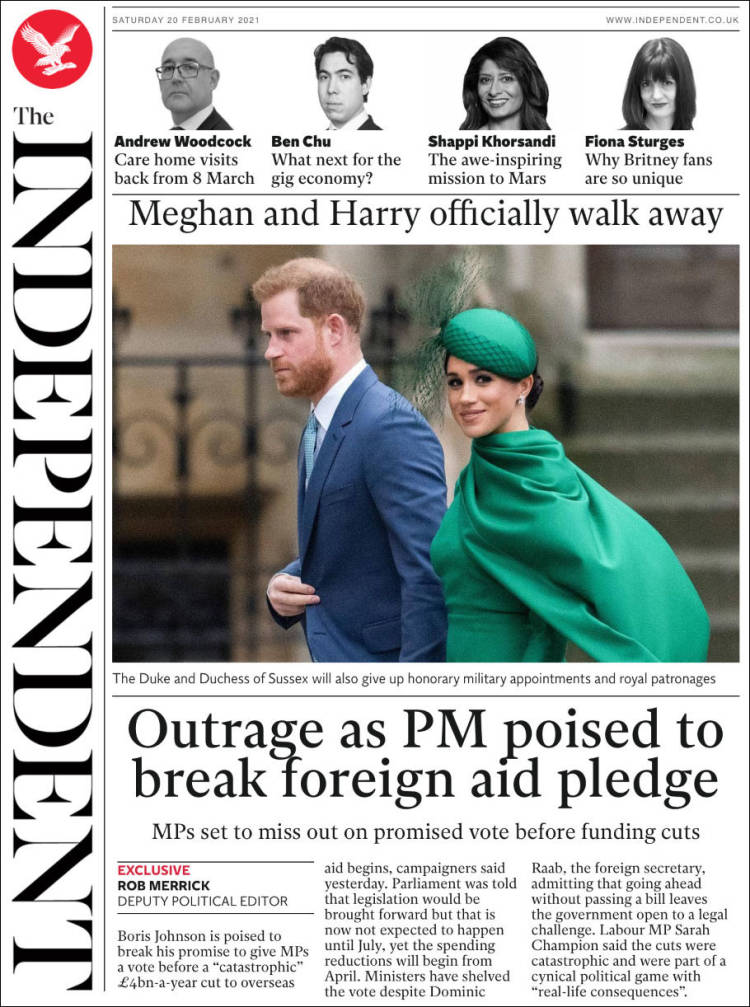 Portada de The Independent (Reino Unido)