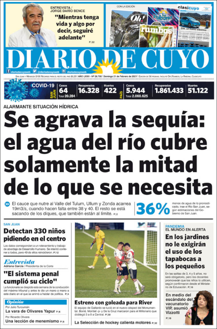 Portada de Diario de Cuyo (Argentina)