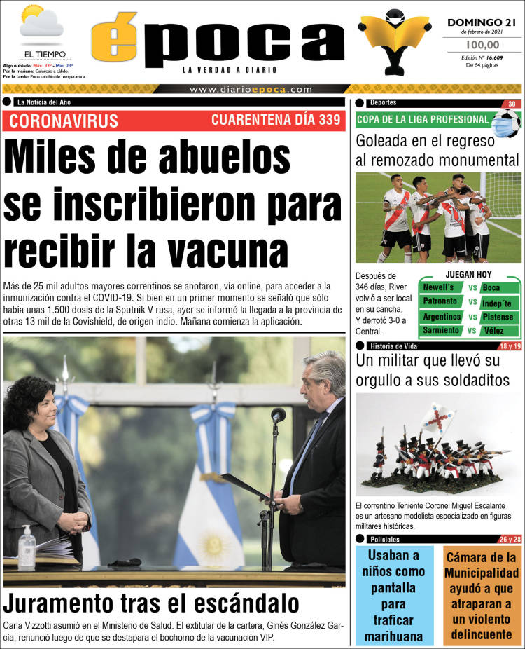 Portada de Diario Época (Argentina)