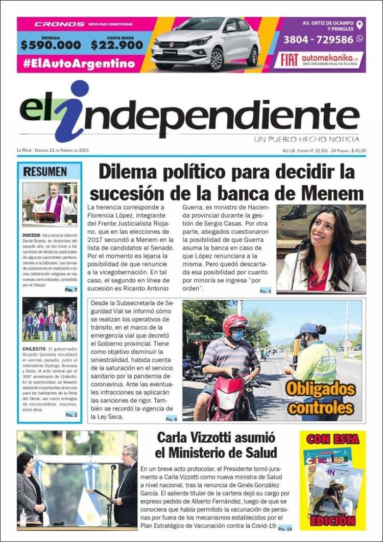 Portada de El Independiente (Argentina)