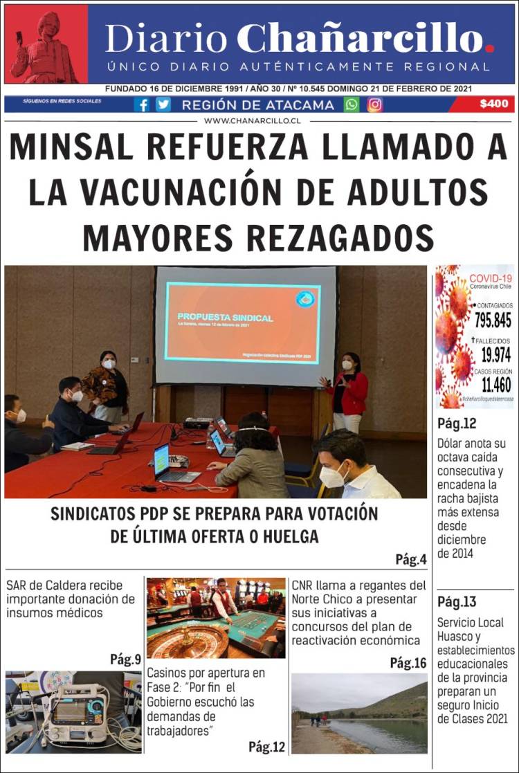 Portada de Diario Chañarcillo (Chile)