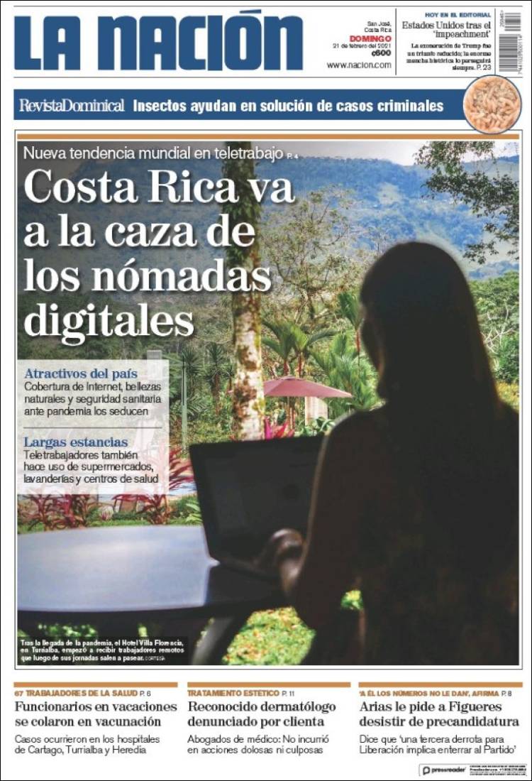 Portada de La Nación - Costa Rica (Costa Rica)