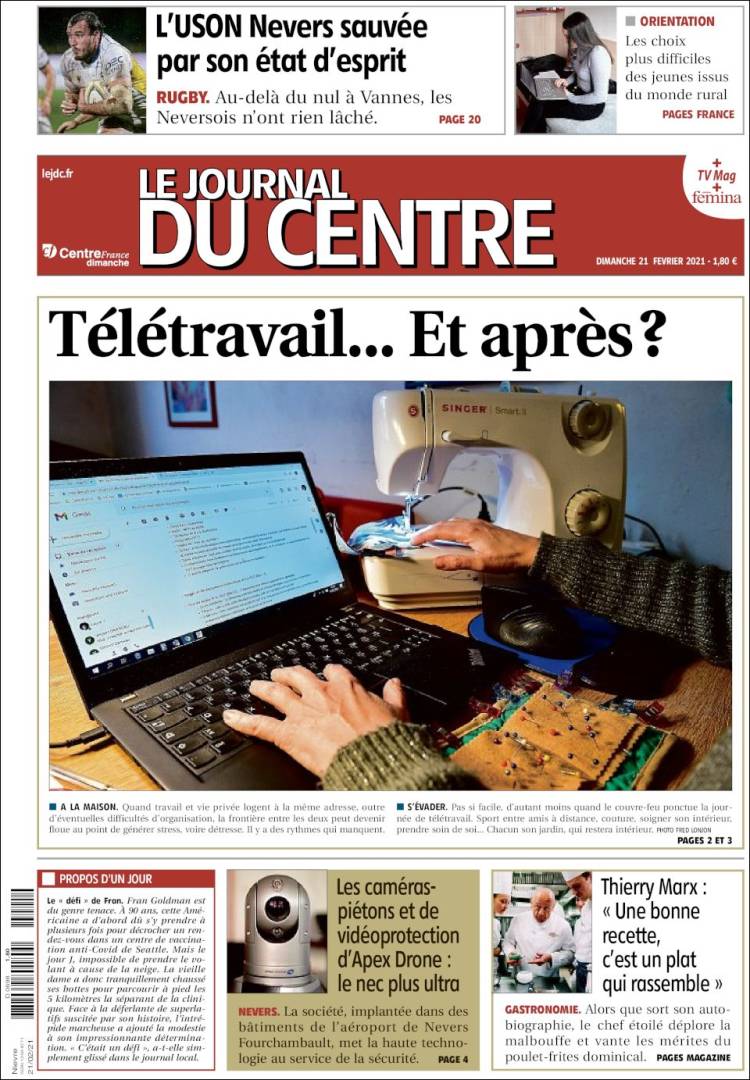 Portada de Le Journal du Centre (Francia)