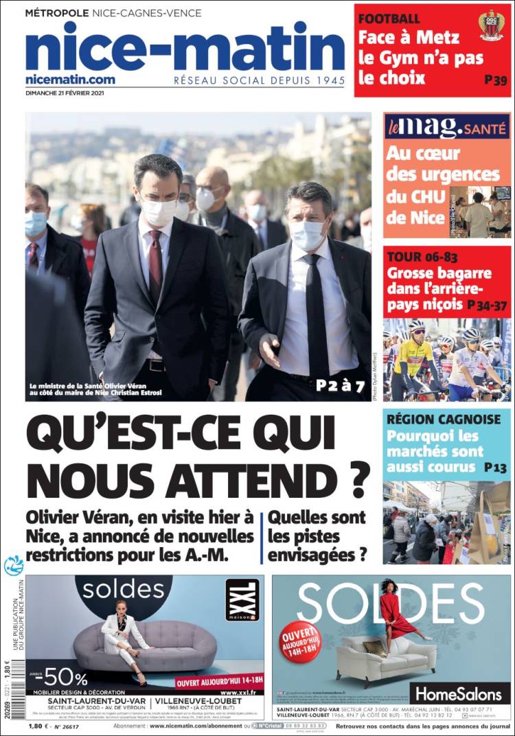 Portada de Nice-Matin (Francia)