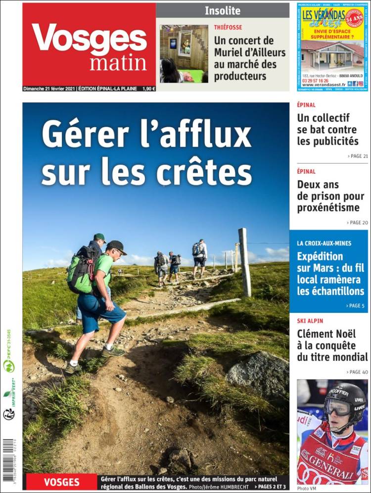 Portada de Vosges Matin (Francia)