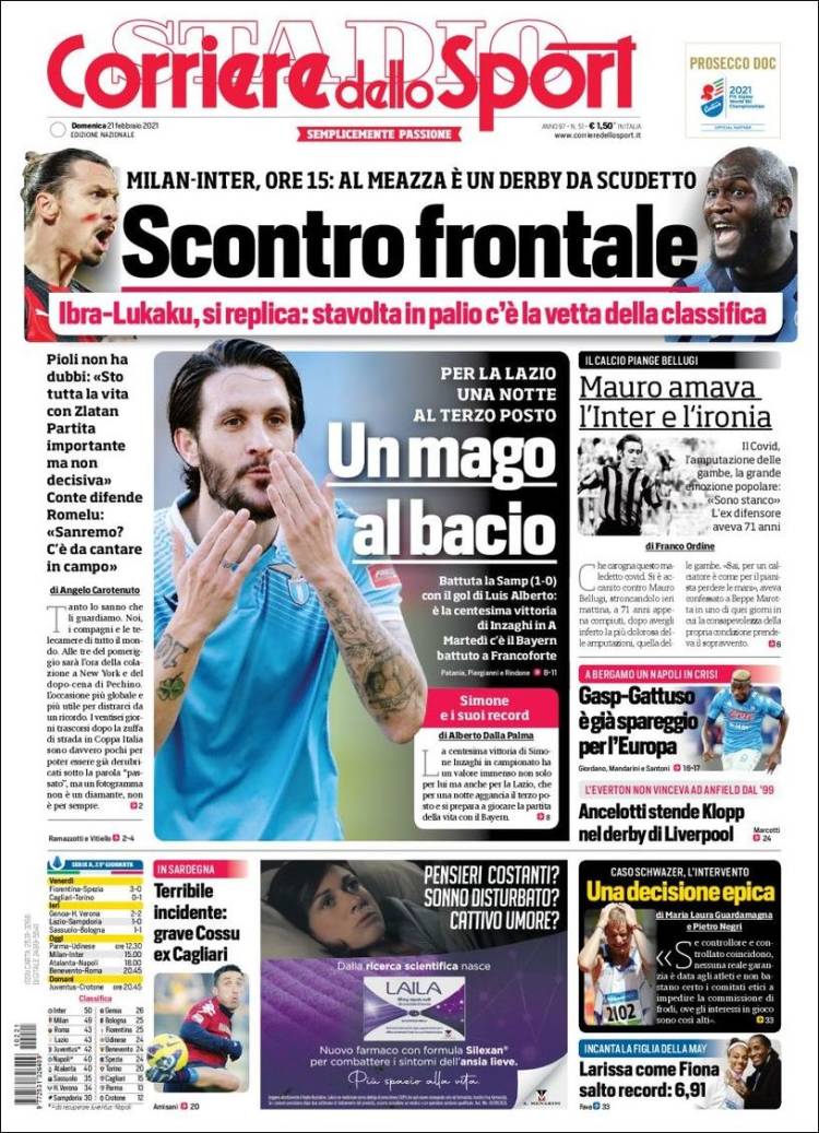 Portada de Corriere dello Sport (Italia)
