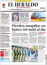 Portada de El Heraldo de Chihuahua (México)