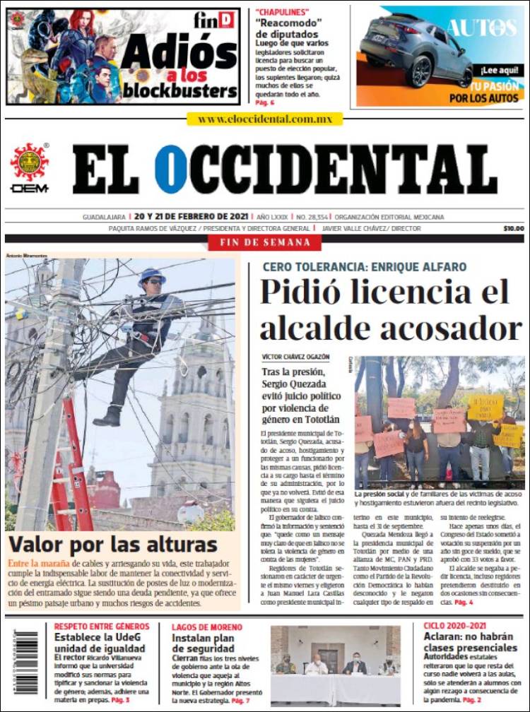 Portada de El Occidental (México)