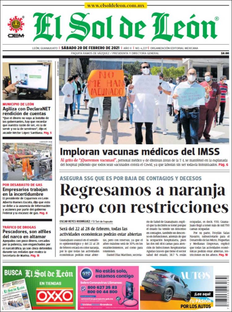 Portada de El Sol de León (México)