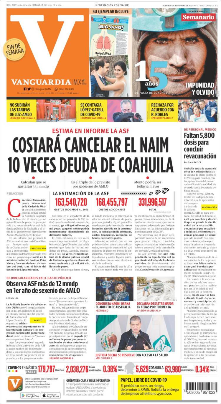 Portada de Vanguardia (México)