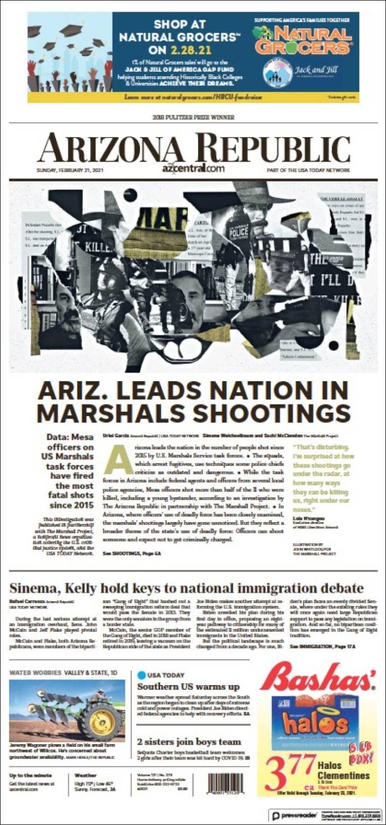 Portada de Arizona Republic News (USA)