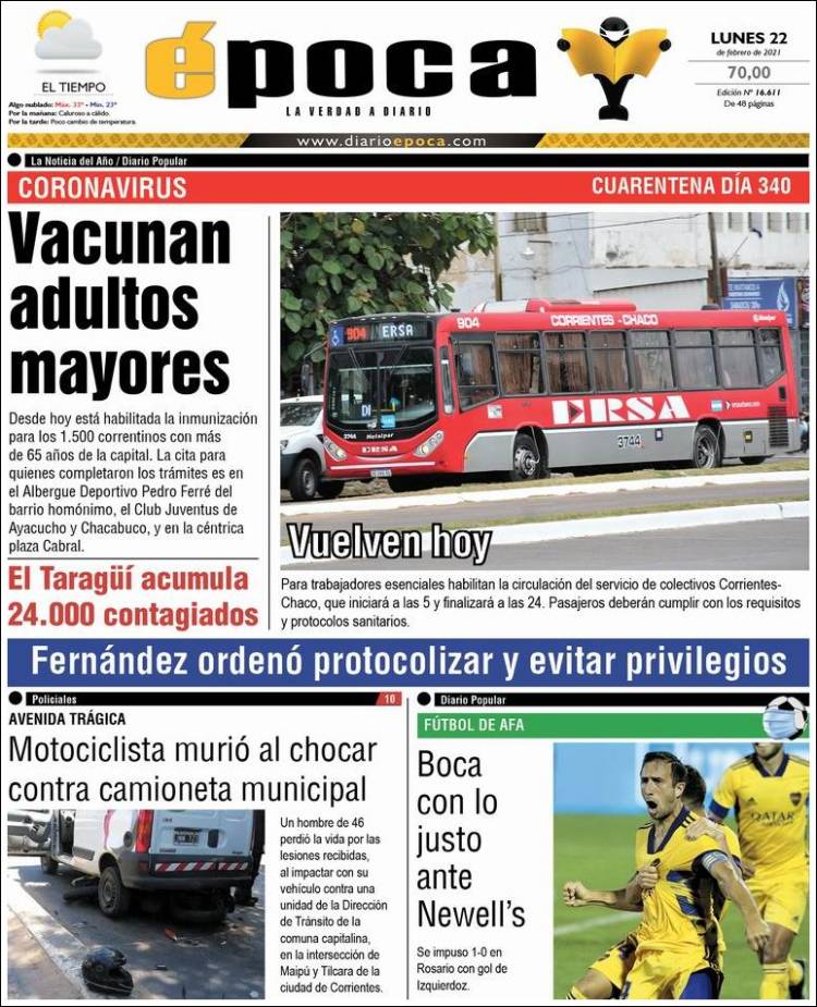 Portada de Diario Época (Argentina)