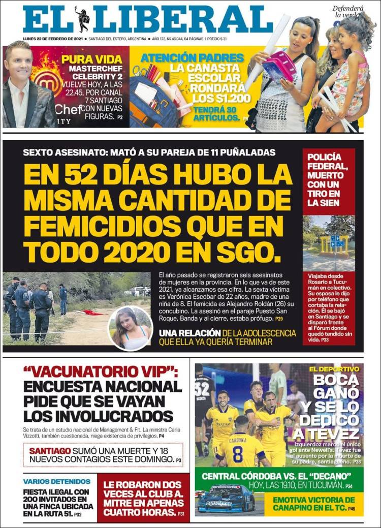 Portada de Diario El Liberal (Argentina)