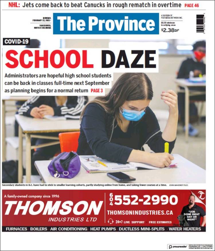 Portada de The Province (Canadá)