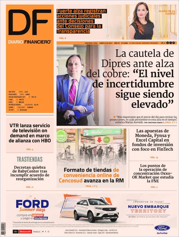 Portada de Diario Financiero (Chile)