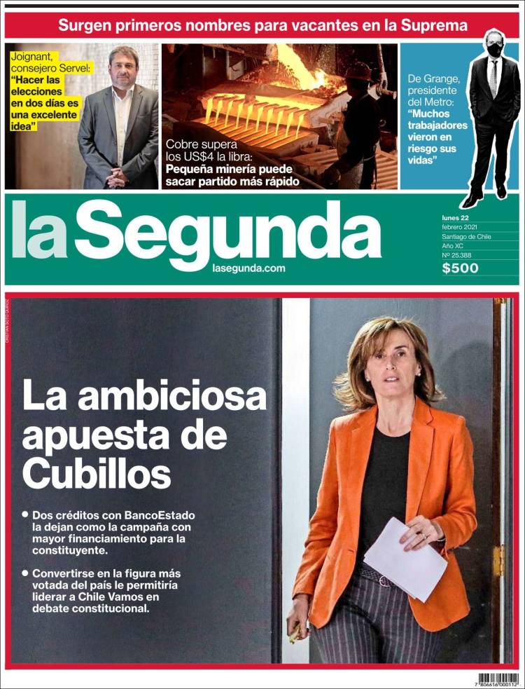 Portada de La Segunda (Chile)