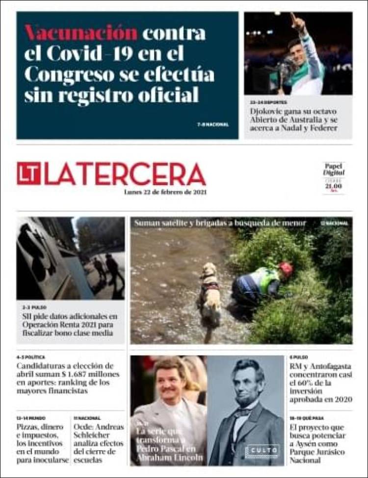 Portada de La Tercera (Chile)
