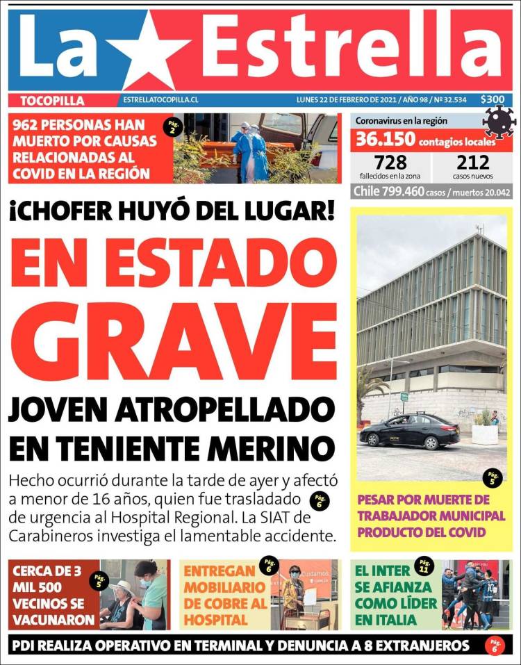 Portada de La Estrella de Tocopilla (Chile)