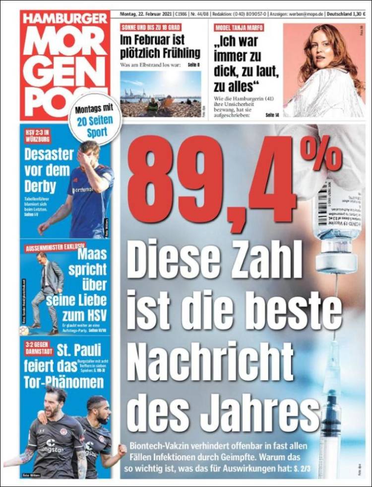 Portada de Hamburger Morgenpost  (Alemania)