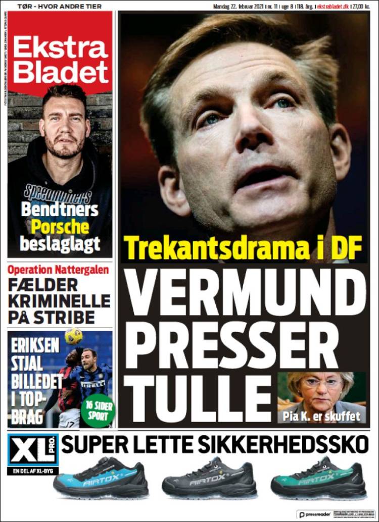 Portada de Ekstra Bladet (Dinamarca)