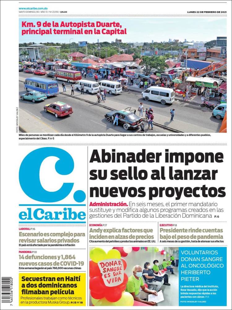 Portada de El Caribe (R. Dominicana)