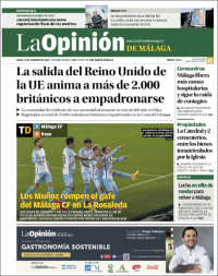 Portada de La Opinión de Málaga (España)