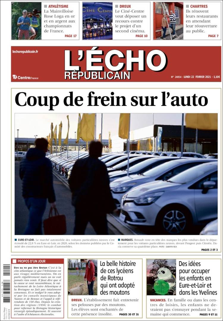 Portada de L'Echo Républicain (Francia)