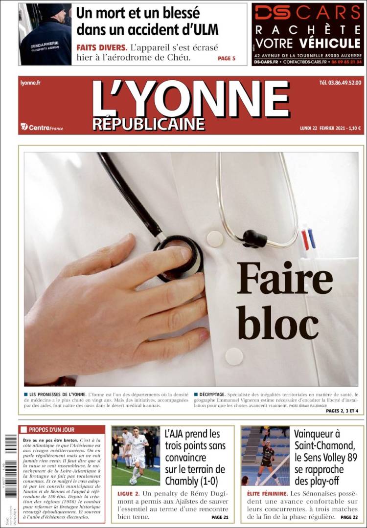 Portada de L'Yonne-Républicaine (Francia)